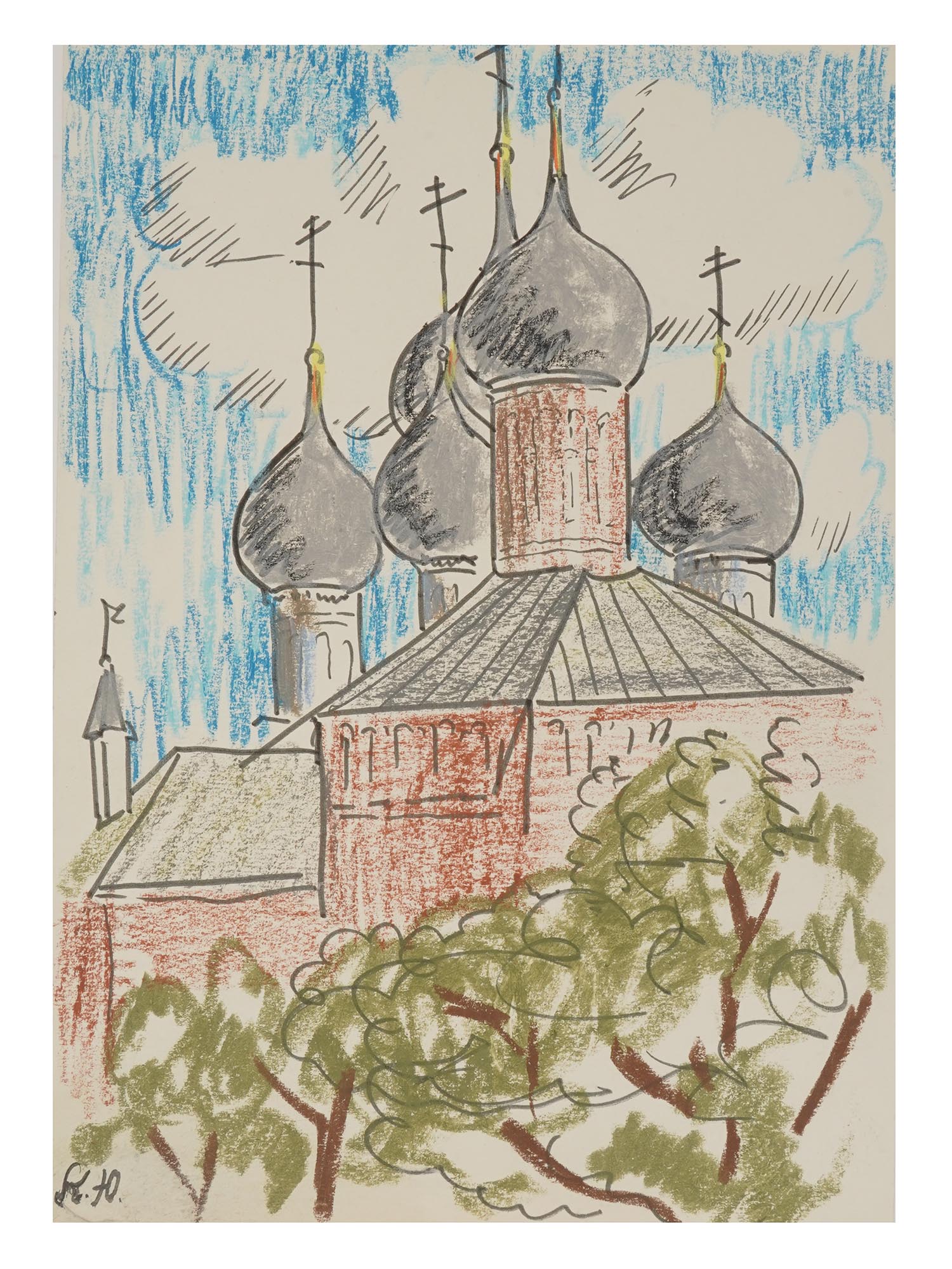 RUSSIAN CHURCH PAINTING AFTER KONSTANTIN YUON PIC-0